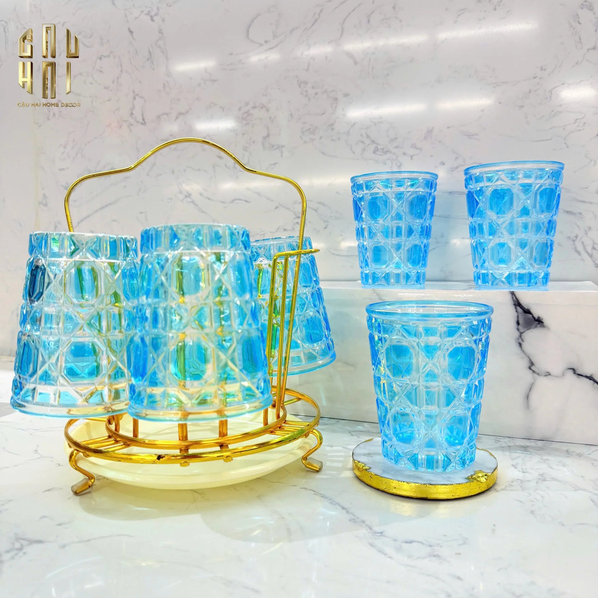 Set 2 Ly Cocktails Thuỷ Tinh D.O - Riviera Turquoise 270Ml Full Box 310Ml-LY THỦY TINH-CẬU HAI HOME DECOR