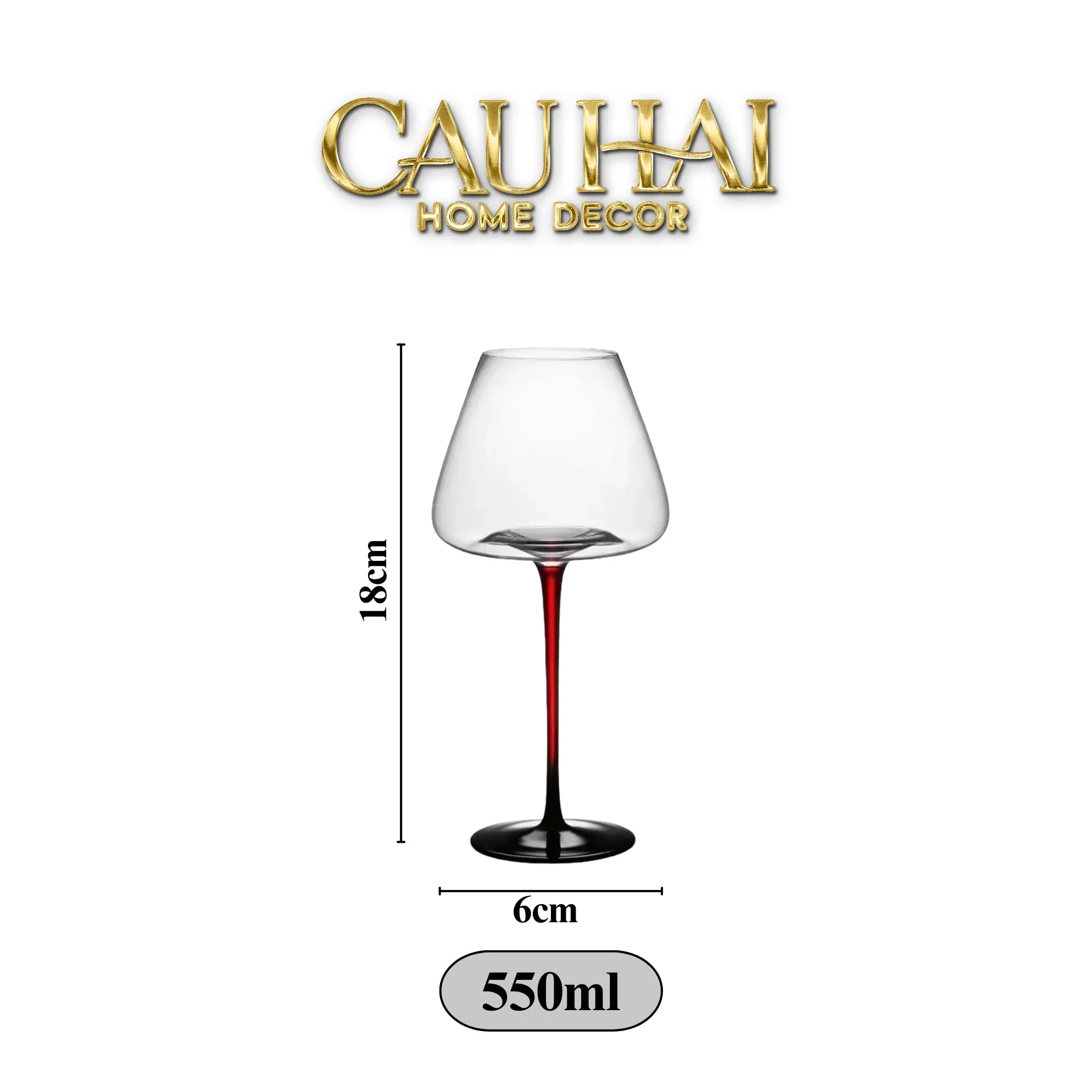 Set 2 Ly Thuỷ Tinh Vang Đỏ Vino Russo Burgundy - No Box 550ml 6x18-LY THỦY TINH-CẬU HAI HOME DECOR