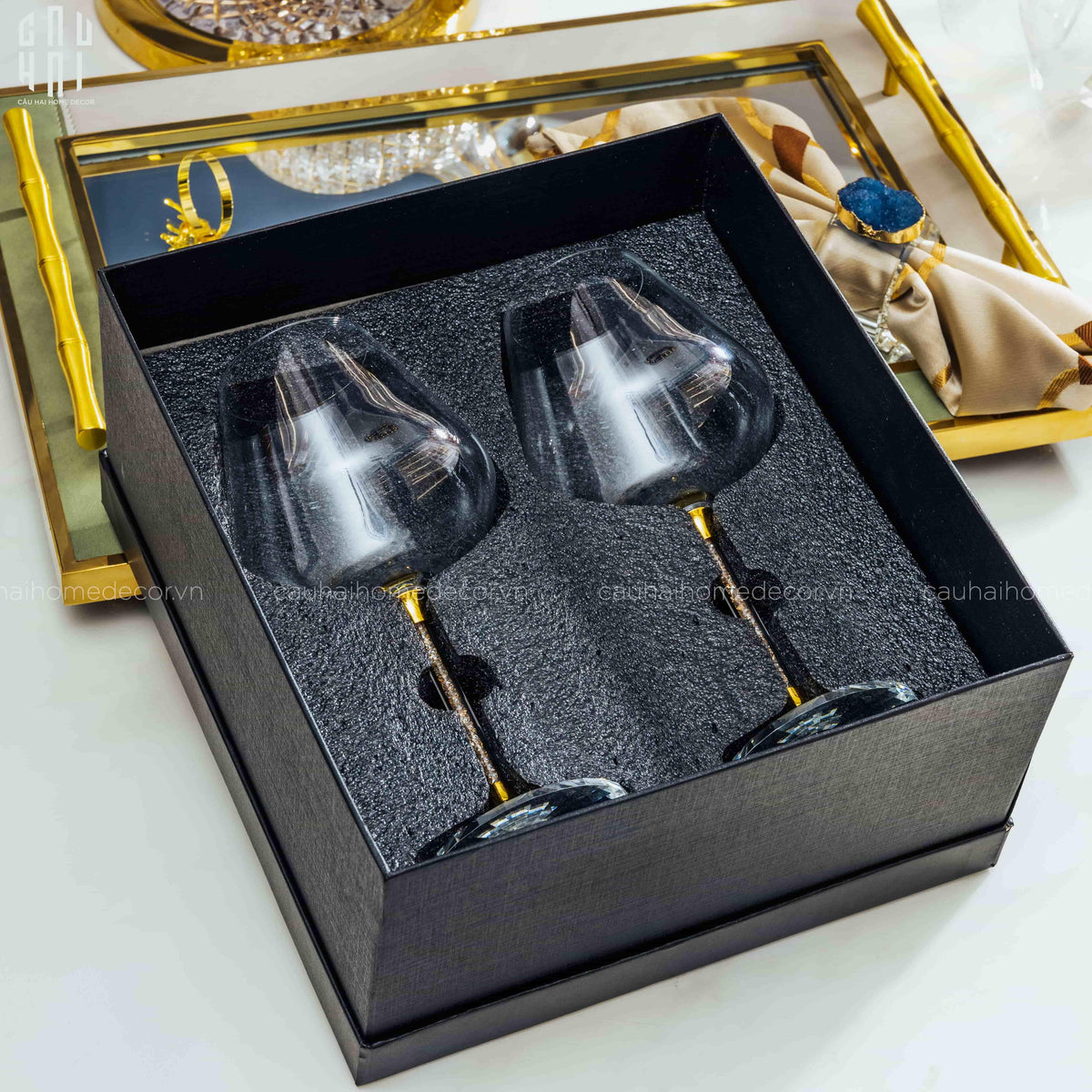 Set 2 Ly Vang Standford - Full Box-LY THỦY TINH-CẬU HAI HOME DECOR
