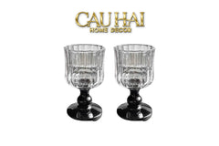 Set 2 Ly Whiskey Chân Cao Goblet Parisienne Charm Bistro Glasses 200Ml-LY THỦY TINH-CẬU HAI HOME DECOR