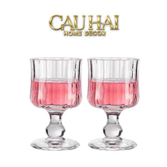 Set 2 Ly Whiskey Chân Cao Goblet Parisienne Charm Bistro Glasses 200Ml-LY THỦY TINH-CẬU HAI HOME DECOR