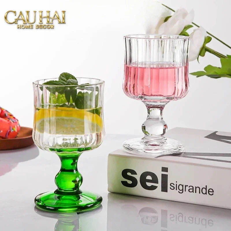 Set 2 Ly Whiskey Chân Cao Goblet Parisienne Charm Bistro Glasses 200Ml-LY THỦY TINH-CẬU HAI HOME DECOR