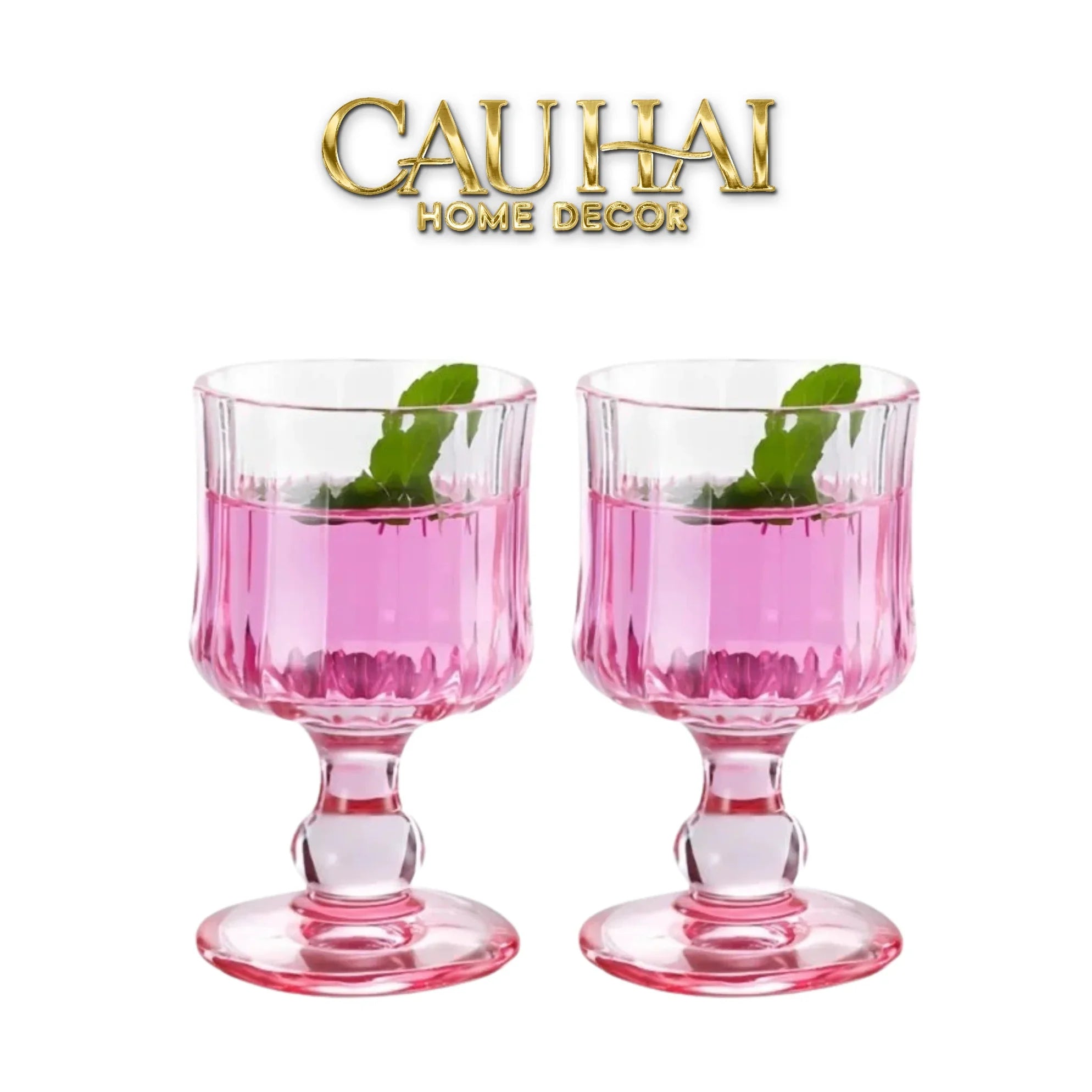 Set 2 Ly Whiskey Chân Cao Goblet Parisienne Charm Bistro Glasses 200Ml-LY THỦY TINH-CẬU HAI HOME DECOR