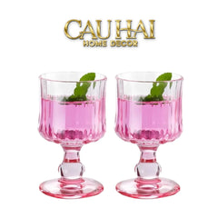 Set 2 Ly Whiskey Chân Cao Goblet Parisienne Charm Bistro Glasses 200Ml-LY THỦY TINH-CẬU HAI HOME DECOR