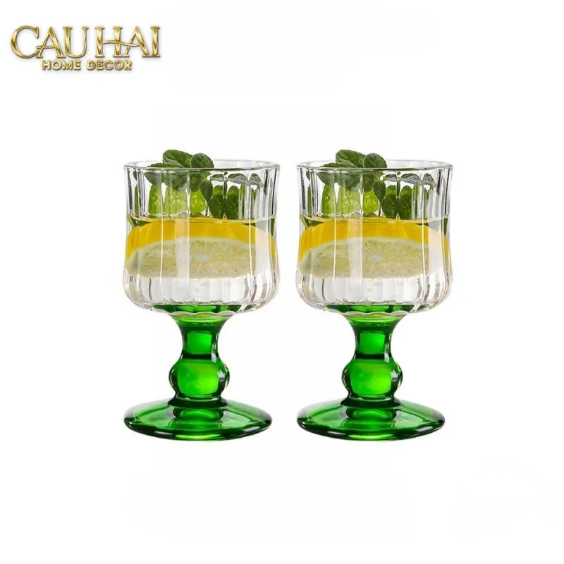 Set 2 Ly Whiskey Chân Cao Goblet Parisienne Charm Bistro Glasses 200Ml-CẬU HAI HOME DECOR