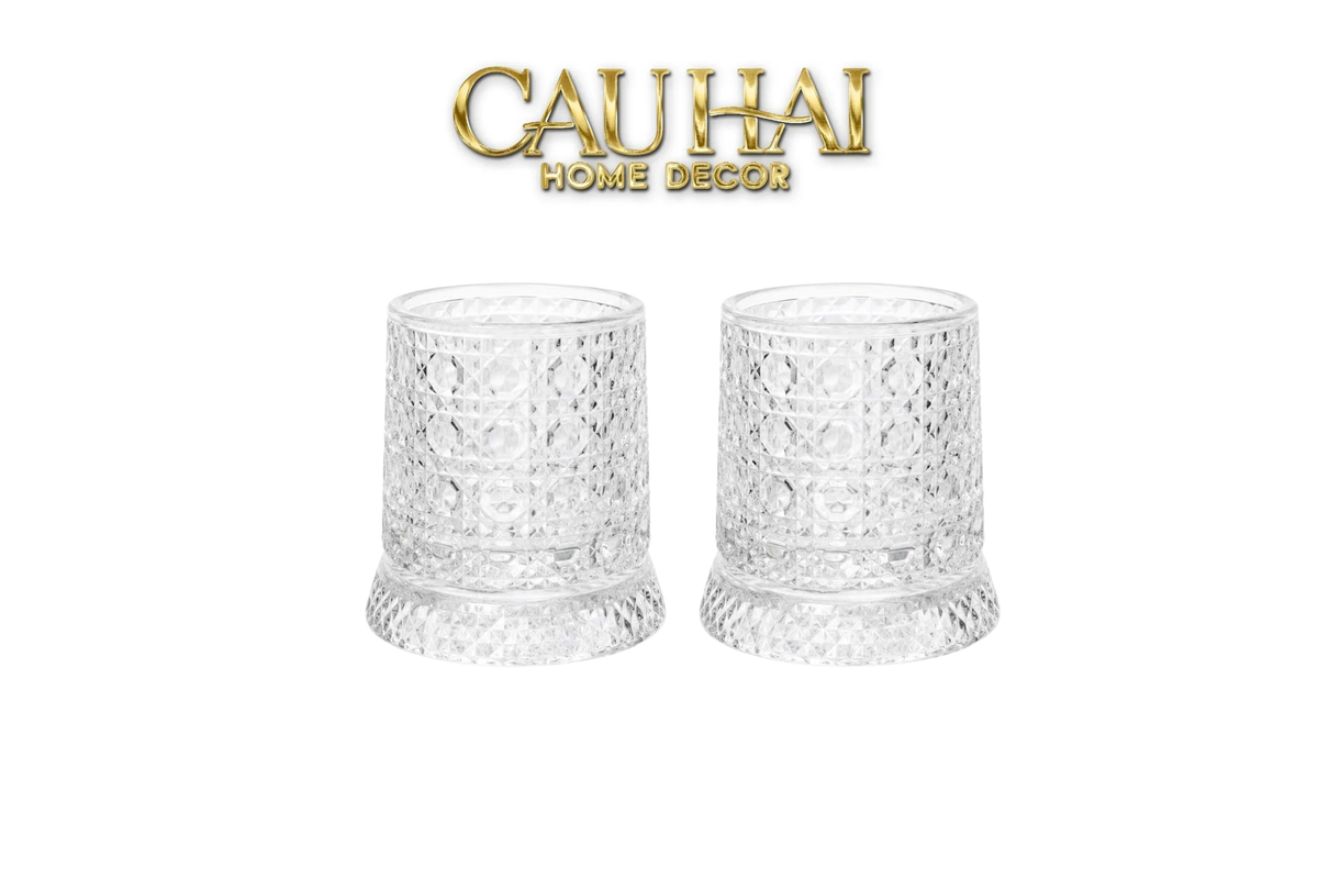 Set 2 Ly Whisky Thuỷ Tinh Đế Xoay - Prism Spin Glass Set 2pcs-LY THỦY TINH-CẬU HAI HOME DECOR-CẬU HAI HOME DECOR