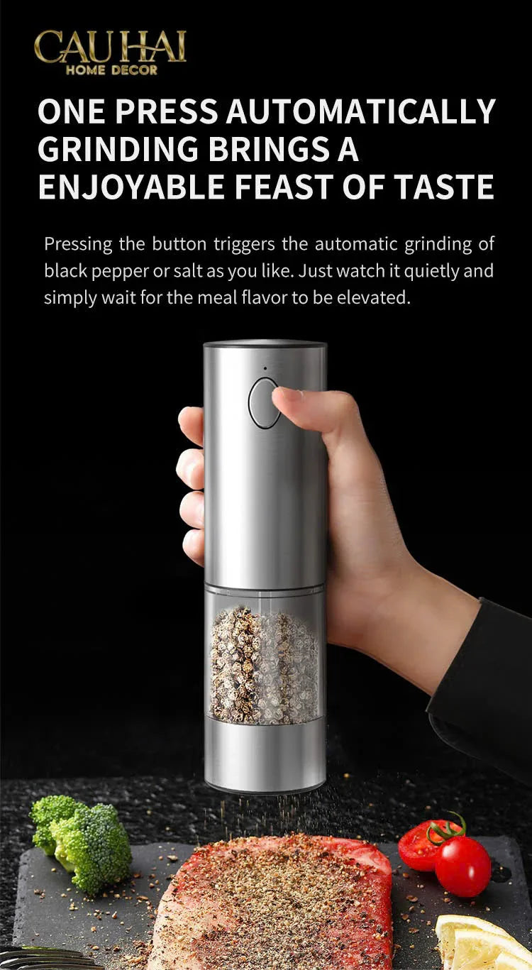 Set 2 Máy Xay Điện Electric Pepper & Salt Grinder Set-TƯỢNG TRANG TRÍ-CẬU HAI HOME DECOR
