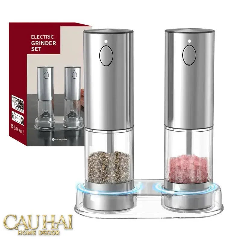 Set 2 Máy Xay Điện Electric Pepper & Salt Grinder Set-TƯỢNG TRANG TRÍ-CẬU HAI HOME DECOR