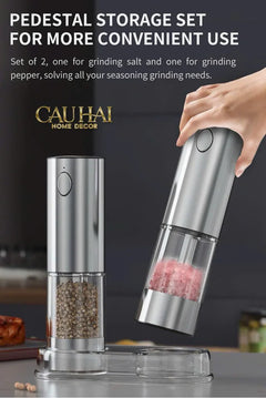 Set 2 Máy Xay Điện Electric Pepper & Salt Grinder Set-TƯỢNG TRANG TRÍ-CẬU HAI HOME DECOR