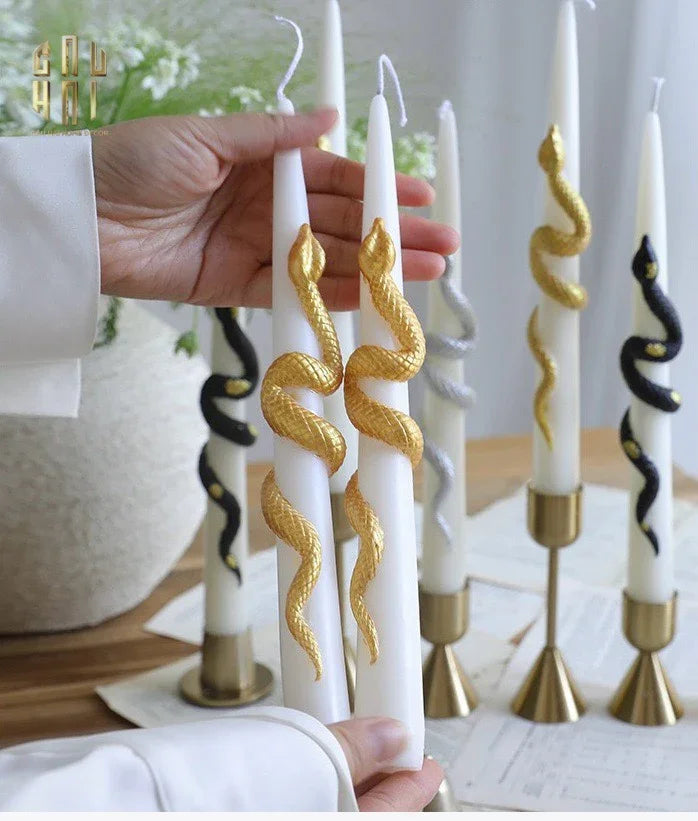 Set 2 Nến Killian - Golden Serpent Candle Fw25-NẾN TRANG TRÍ-CẬU HAI HOME DECOR