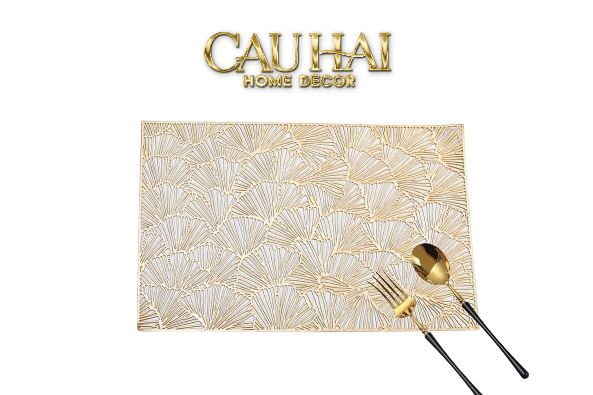 Set 2 Tấm Lót Bàn Ăn - Placemat Gilded Fan Pattern-TẤM LÓT BÀN ĂN-CẬU HAI HOME DECOR