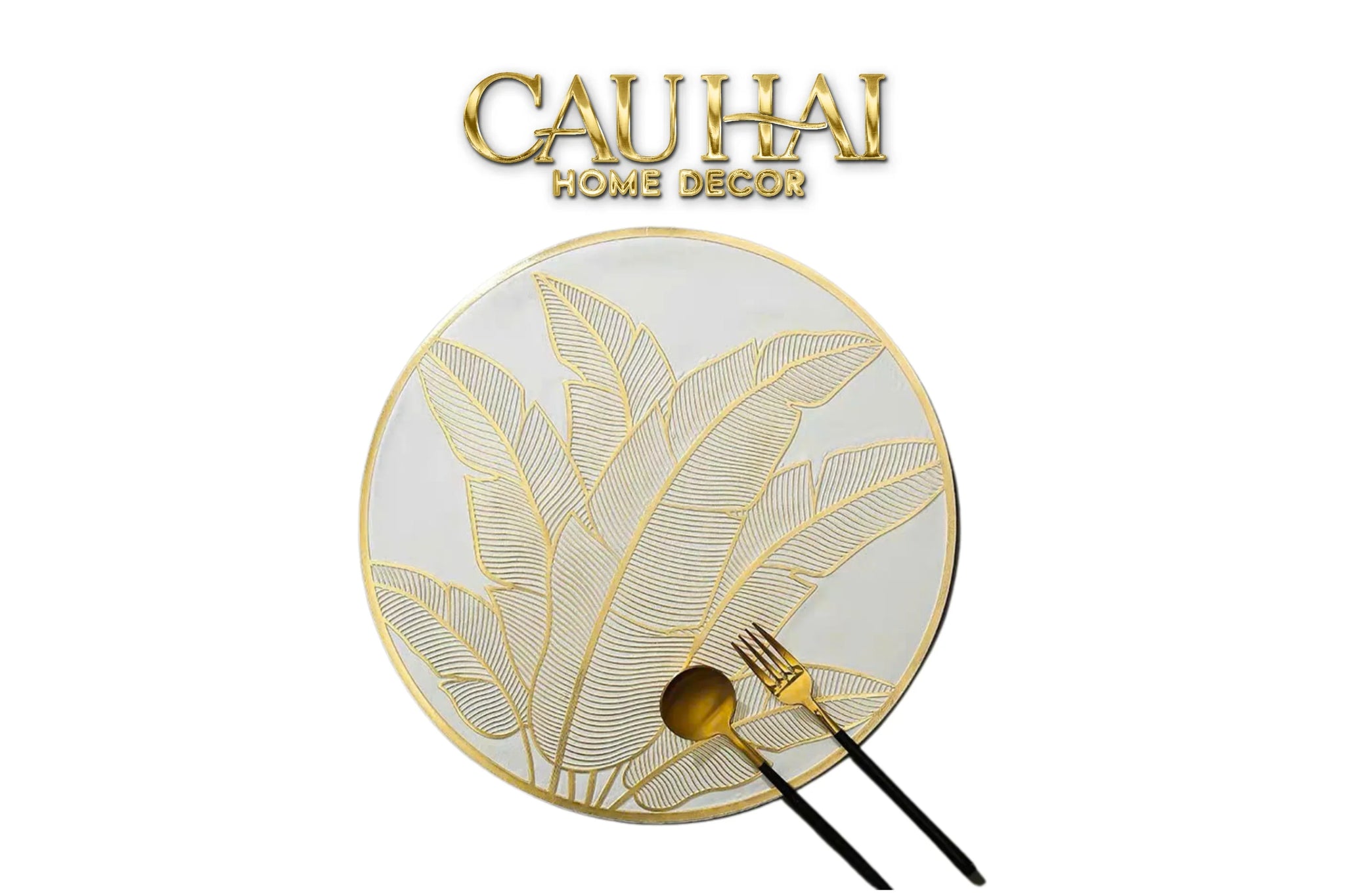 Set 2 Tấm Lót Bàn Ăn - Placemat Golden Banana Leaf D38-TẤM LÓT BÀN ĂN-CẬU HAI HOME DECOR