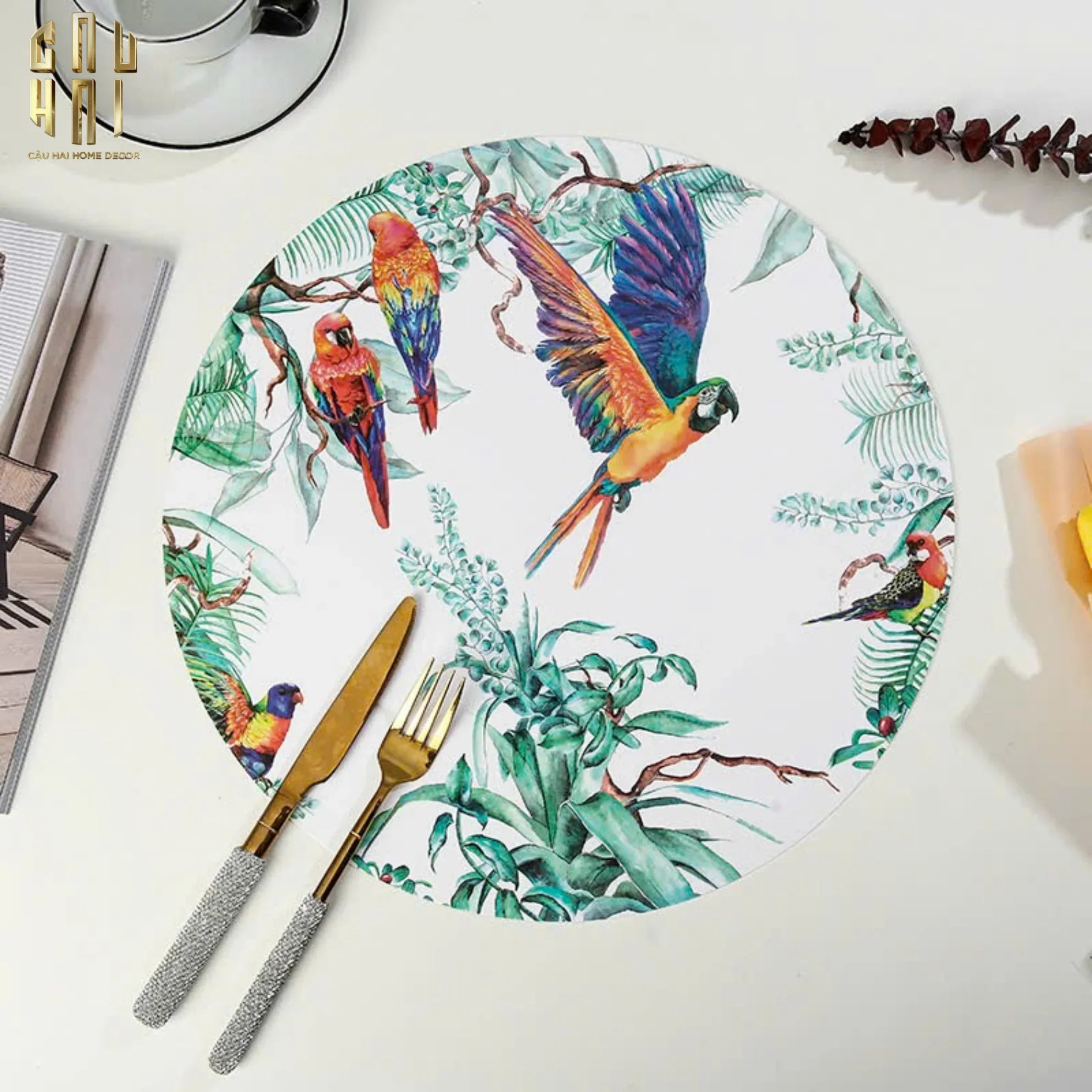 Set 2 Tấm Lót Bàn Ăn - Placemat Jungle Parrot-LÓT LY-CẬU HAI HOME DECOR