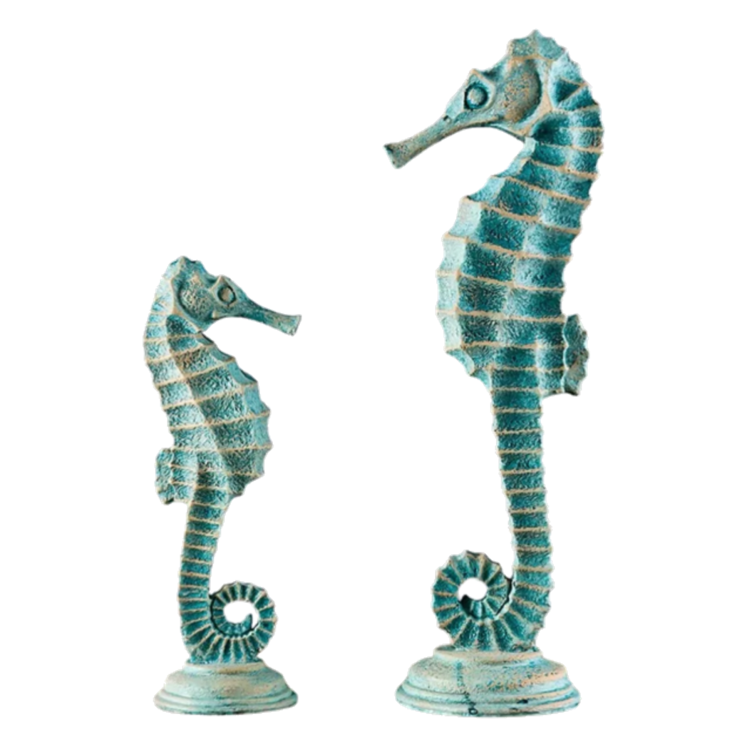 Set 2 Tượng Cá Ngựa Atlantique Verdigris 10*30/13*45