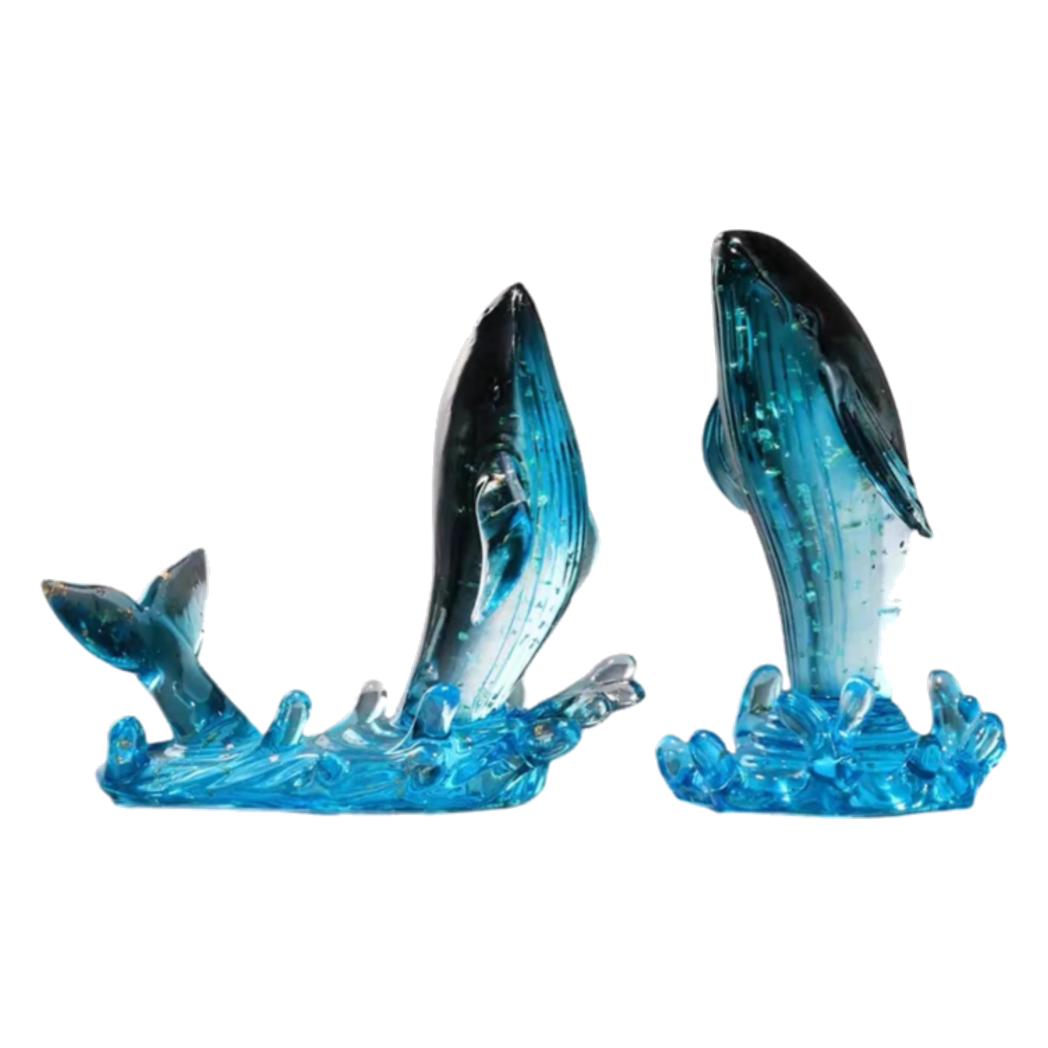 Set 2 Tượng Cá Voi Đại Dương -  Cristalleries Baleine Azurée