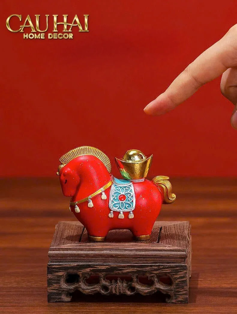 Set 2 Tượng Chu Mã Cát Tường Gift Box-CẬU HAI HOME DECOR