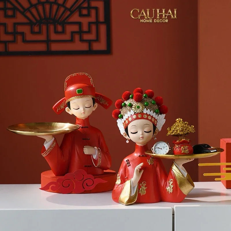 Set 2 Tượng "Tân Lang Tân Nương - Figurine Dynasty Imperial Wedding-TƯỢNG TRANG TRÍ-CẬU HAI HOME DECOR