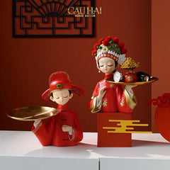 Set 2 Tượng "Tân Lang Tân Nương - Figurine Dynasty Imperial Wedding-TƯỢNG TRANG TRÍ-CẬU HAI HOME DECOR