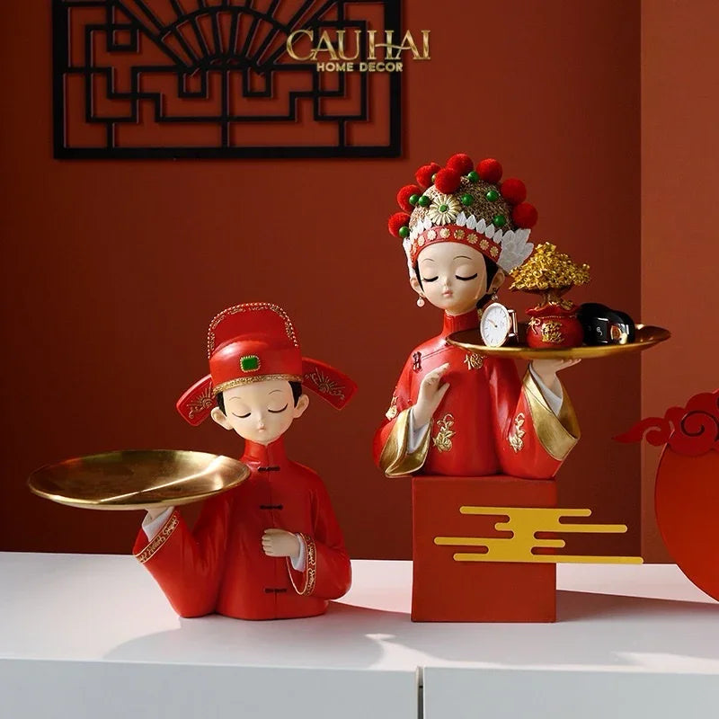 Set 2 Tượng "Tân Lang Tân Nương - Figurine Dynasty Imperial Wedding-CẬU HAI HOME DECOR