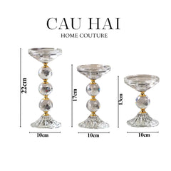 Set 3 Đế Nến Crystal Crown Triptyque Candle Holders-CẬU HAI HOME DECOR