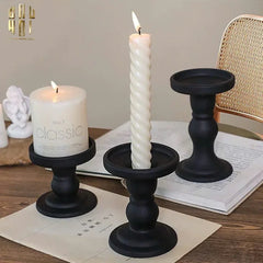 Set 3 Đế Nến Thuỷ Tinh Đen Lacquered Crystal-ĐẾ NẾN-CẬU HAI HOME DECOR