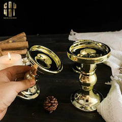 Set 3 Đế Nến Thuỷ Tinh Gold Lacquered Crystal-ĐẾ NẾN-CẬU HAI HOME DECOR