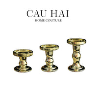 Set 3 Đế Nến Thuỷ Tinh Gold Lacquered Crystal-ĐẾ NẾN-CẬU HAI HOME DECOR