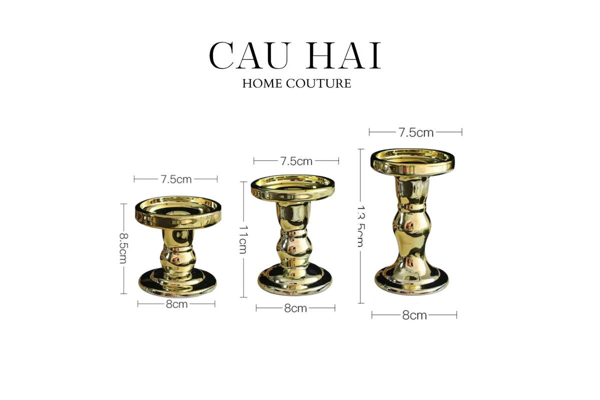 Set 3 Đế Nến Thuỷ Tinh Gold Lacquered Crystal-ĐẾ NẾN-Đối tác tại Trung Quốc theo từng đơn đặt hàng-CẬU HAI HOME DECOR