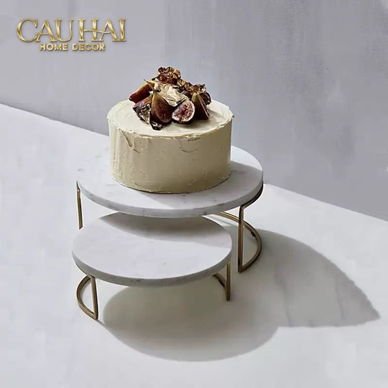 Set 3 Khay Tròn Đá Marble Đế Bánh Arthur Prime Metropolitan Decorative Trays & Cake Stand D17.5 D20 D25-Khay Kệ Tầng-CẬU HAI HOME DECOR-CẬU HAI HOME DECOR