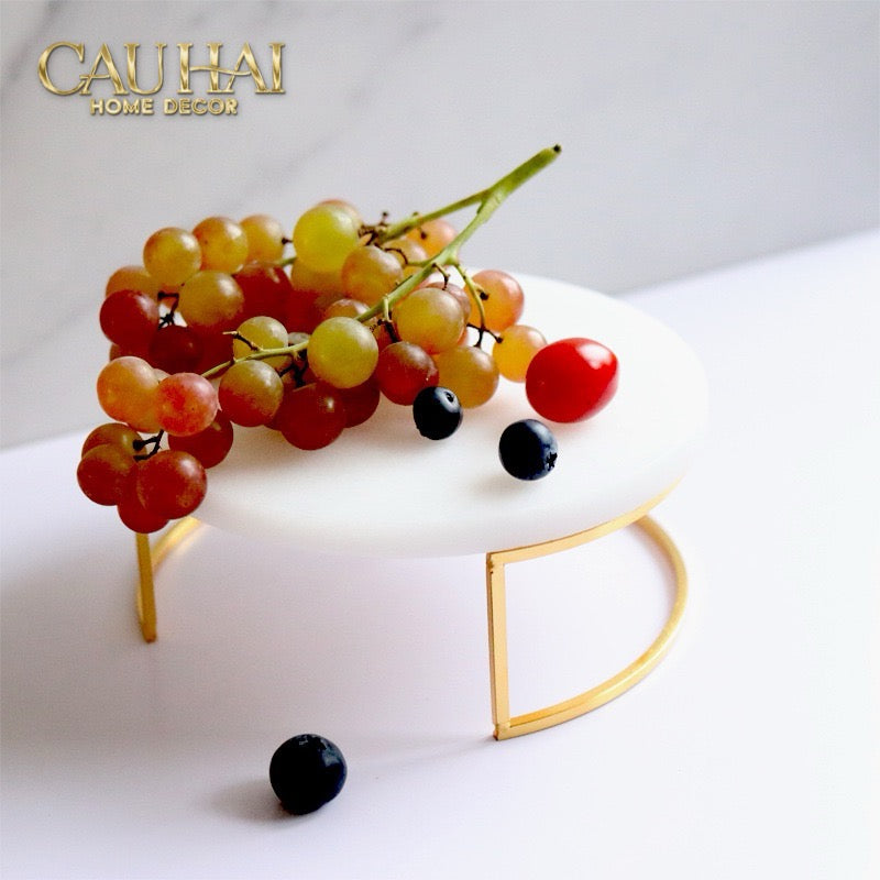 Set 3 Khay Tròn Đá Marble Đế Bánh Arthur Prime Metropolitan Decorative Trays & Cake Stand D17.5 D20 D25-Khay Kệ Tầng-CẬU HAI HOME DECOR-CẬU HAI HOME DECOR