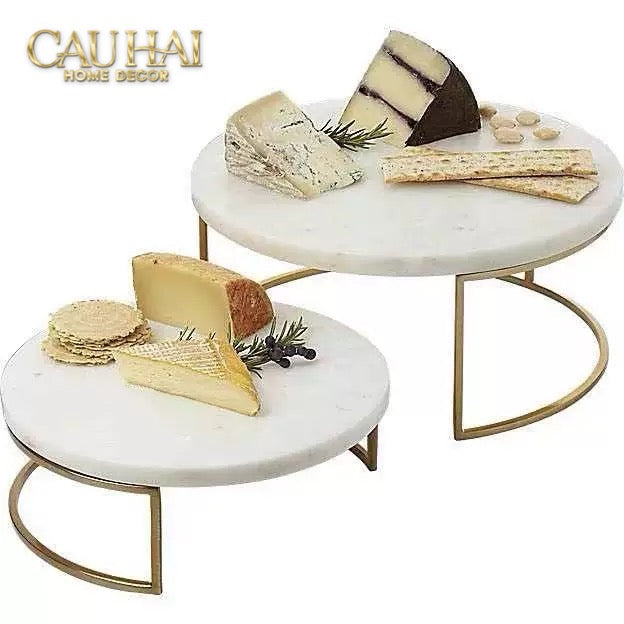 Set 3 Khay Tròn Đá Marble Đế Bánh Arthur Prime Metropolitan Decorative Trays & Cake Stand D17.5 D20 D25-Khay Kệ Tầng-CẬU HAI HOME DECOR-CẬU HAI HOME DECOR