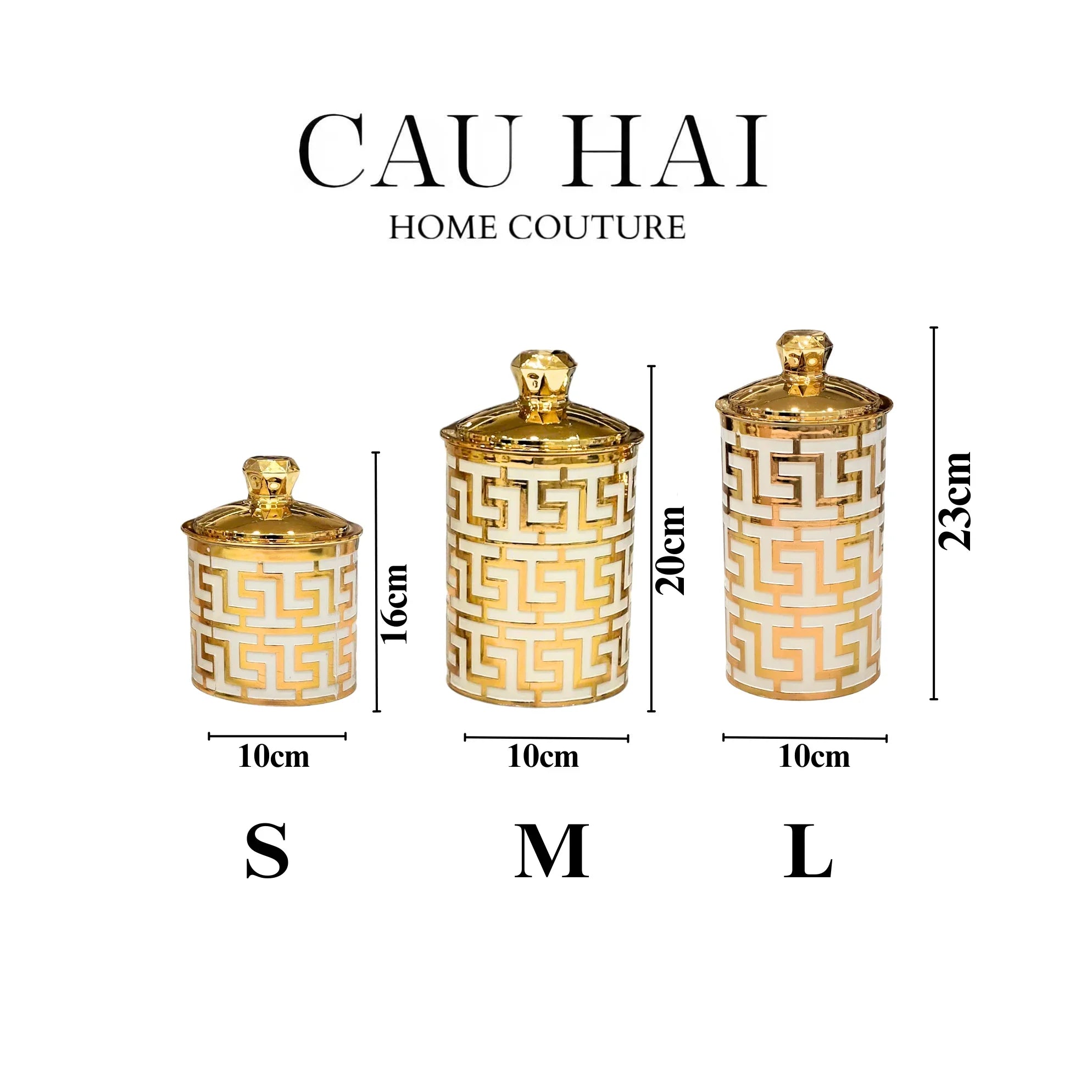 Set 3 Lọ Pantry Acry - Éclat Greek Key-HŨ TRANG TRÍ-CẬU HAI HOME DECOR
