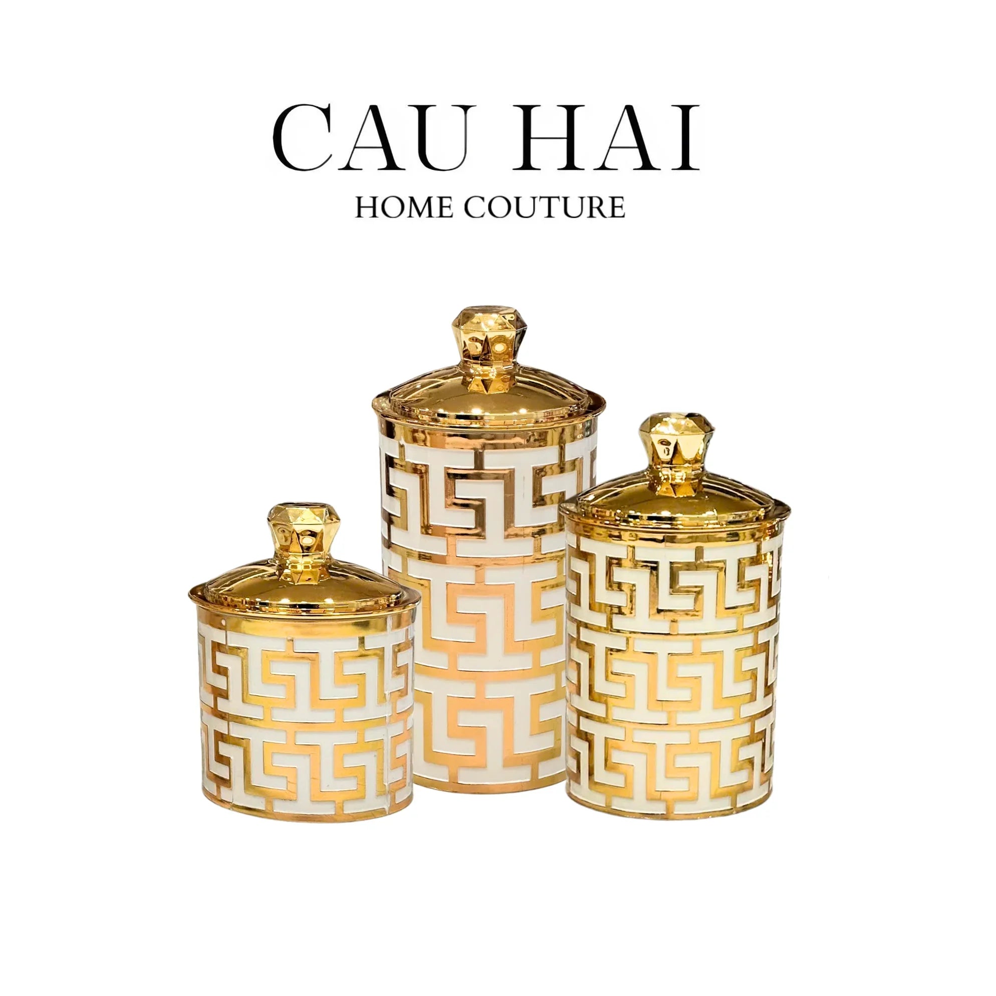 Set 3 Lọ Pantry Acry - Éclat Greek Key-HŨ TRANG TRÍ-CẬU HAI HOME DECOR