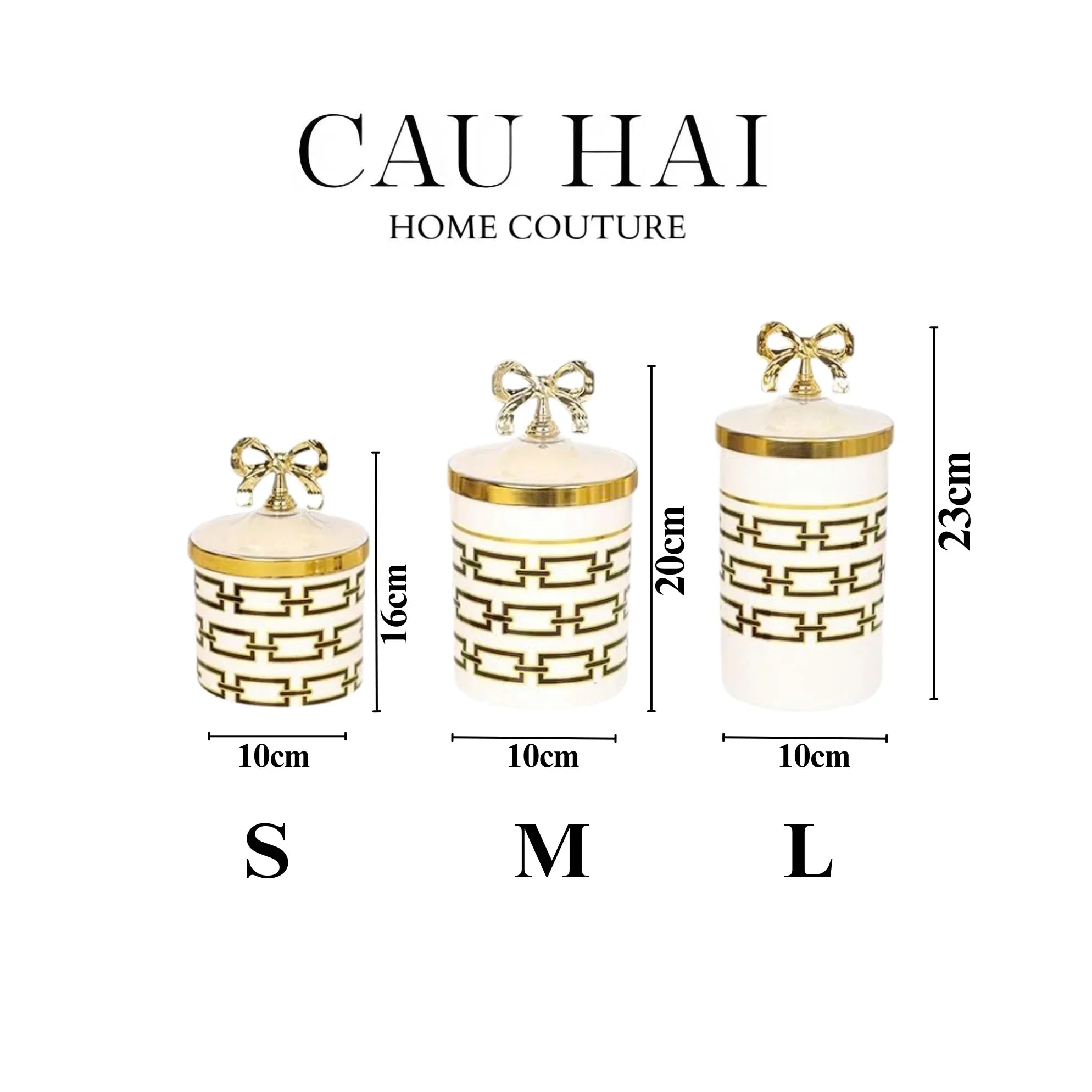 Set 3 Lọ Pantry Acry - Luxe Chain Of Grace-HŨ TRANG TRÍ-CẬU HAI HOME DECOR