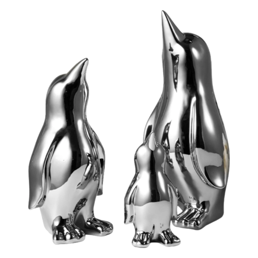Set 3 Tượng Chim Cánh Cụt Ceramic Penguin Argenté 3pcs