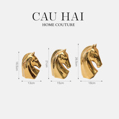 Set 3 Tượng Ngựa Gốm Sứ Mạ Vàng L'Atélier Gilded Chevaux-CẬU HAI HOME DECOR