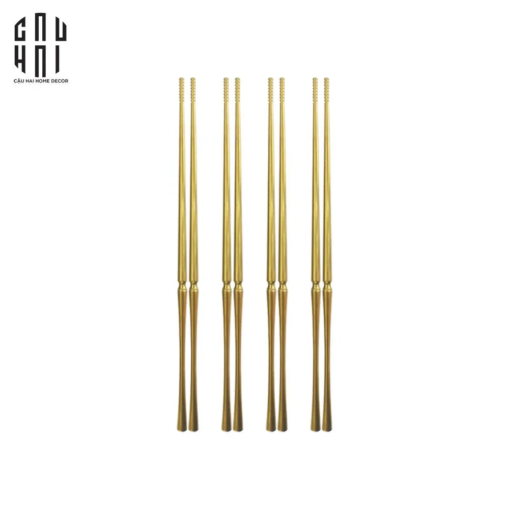 Set 4 Đôi Đũa Arthur - Arthur Matte Gold Chopsticks Set 4Pcs ( Blur )-Dinner Cutlery Set Dao Muỗng Nĩa-CẬU HAI HOME DECOR