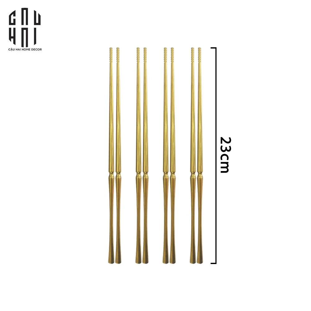 Set 4 Đôi Đũa Arthur - Arthur Matte Gold Chopsticks Set 4Pcs ( Blur )-Dinner Cutlery Set Dao Muỗng Nĩa-CẬU HAI HOME DECOR