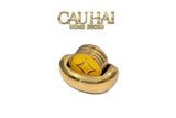 Set 4 Lót Ly Sứ Đồng Tiền Tài Lộc Golden Coin Ceramic Glasses Coaster-LY THỦY TINH-CẬU HAI HOME DECOR