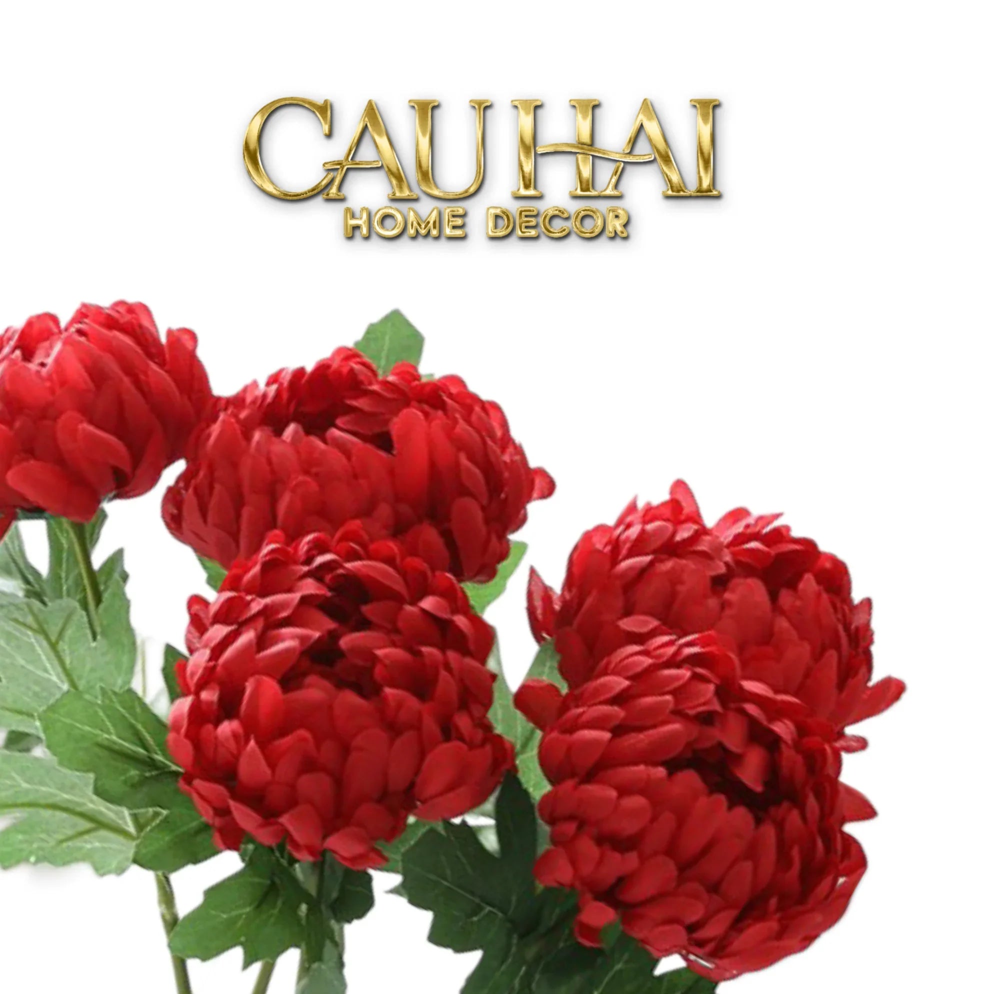 Set 5 Cành Hoa Cúc Mẫu Đơn Peony Đỏ/Hồng/Vàng/Cam-CẬU HAI HOME DECOR