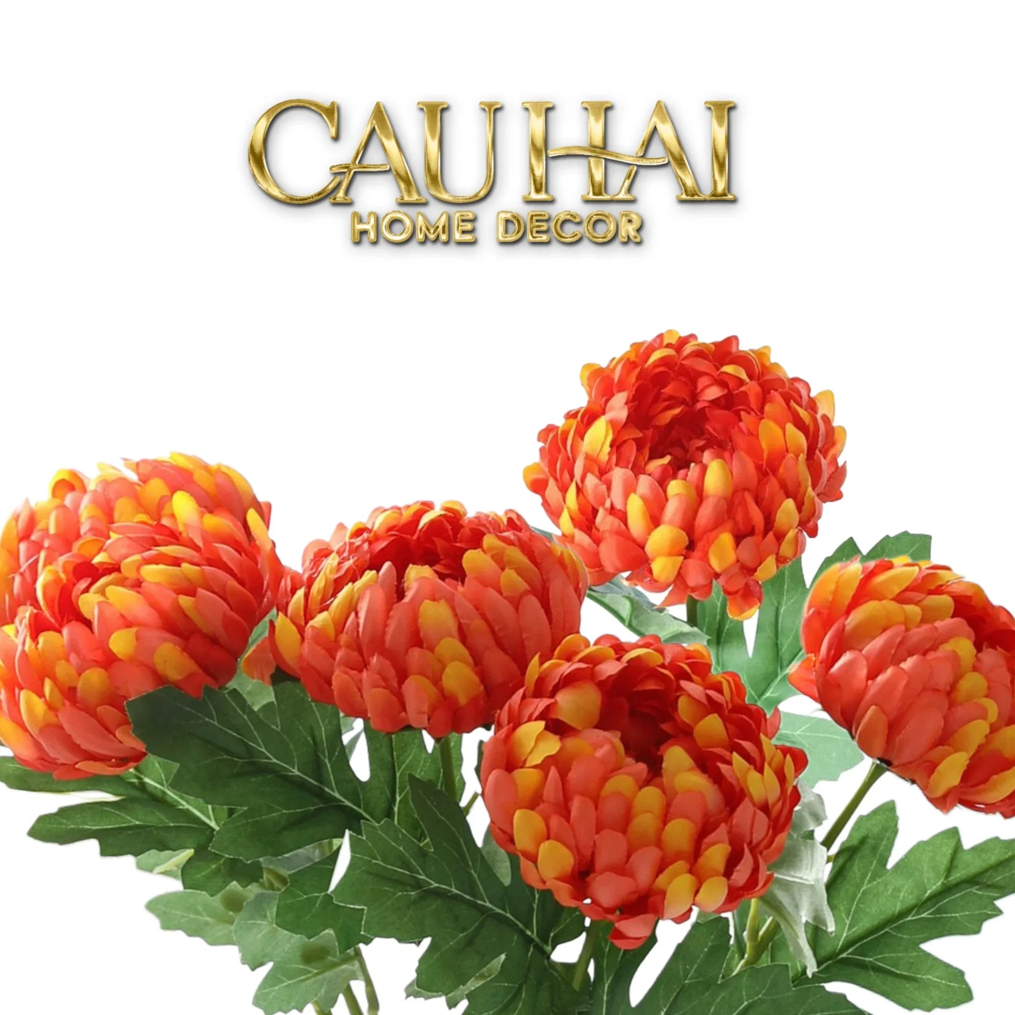 Set 5 Cành Hoa Cúc Mẫu Đơn Peony Đỏ/Hồng/Vàng/Cam-Hoa Lụa-CẬU HAI HOME DECOR