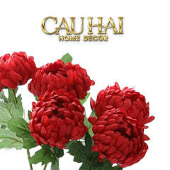Set 5 Cành Hoa Cúc Mẫu Đơn Peony Đỏ/Hồng/Vàng/Cam-Hoa Lụa-CẬU HAI HOME DECOR