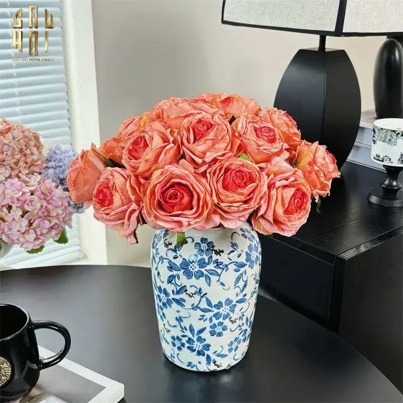 Set 5 Cành Hoa Hồng Monet Garden Rose-Hoa Lụa-CẬU HAI HOME DECOR