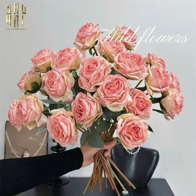 Set 5 Cành Hoa Hồng Monet Garden Rose-Hoa Lụa-CẬU HAI HOME DECOR