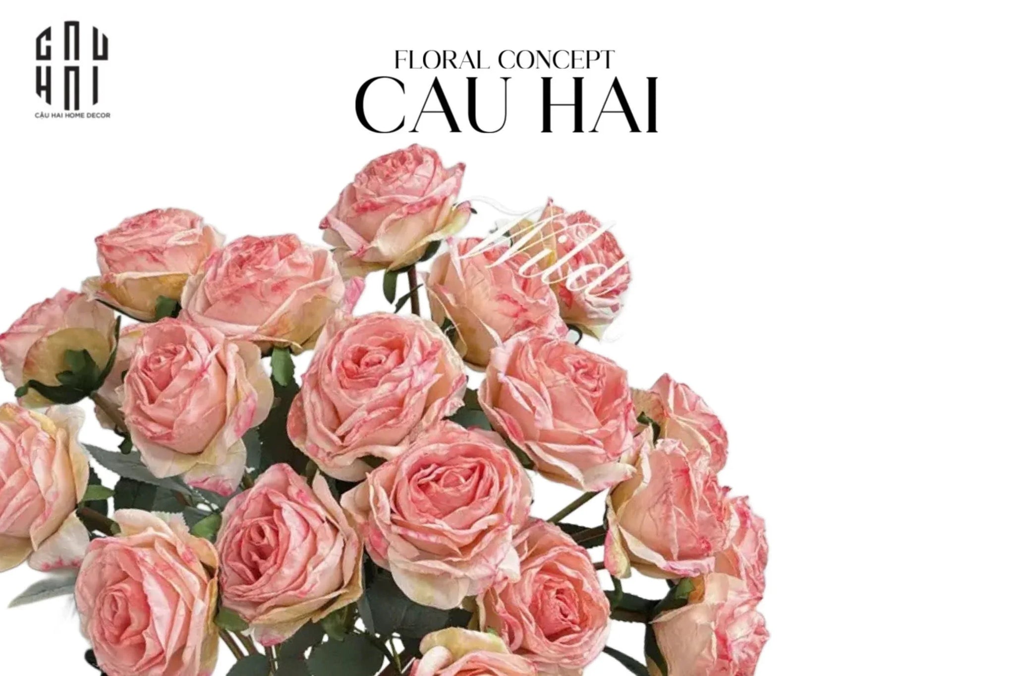 Set 5 Cành Hoa Hồng Monet Garden Rose-Hoa Lụa-CẬU HAI HOME DECOR