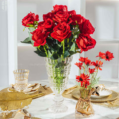 Set 5 Cành Hoa Hồng Nhung - Velvet Rose - Red-Hoa Lụa-CẬU HAI HOME DECOR