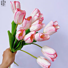 Set 5 Cành Hoa Tulip Hồng Nhạt 46Cm-Hoa Lụa-CẬU HAI HOME DECOR