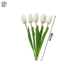Set 5 Cành Hoa Tulip Trắng 46Cm-Hoa Lụa-CẬU HAI HOME DECOR