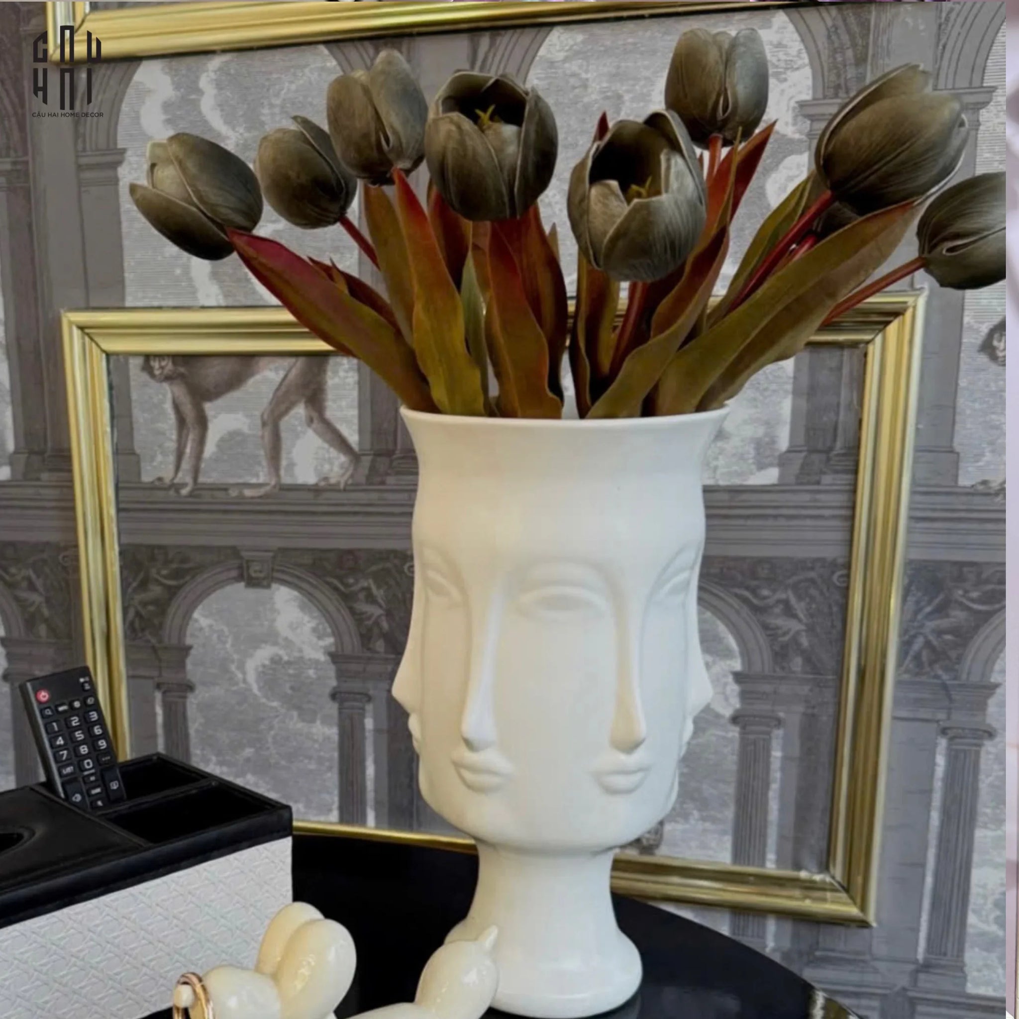Set 5 Cành Tulip Lux - Black-Hoa Lụa-CẬU HAI HOME DECOR