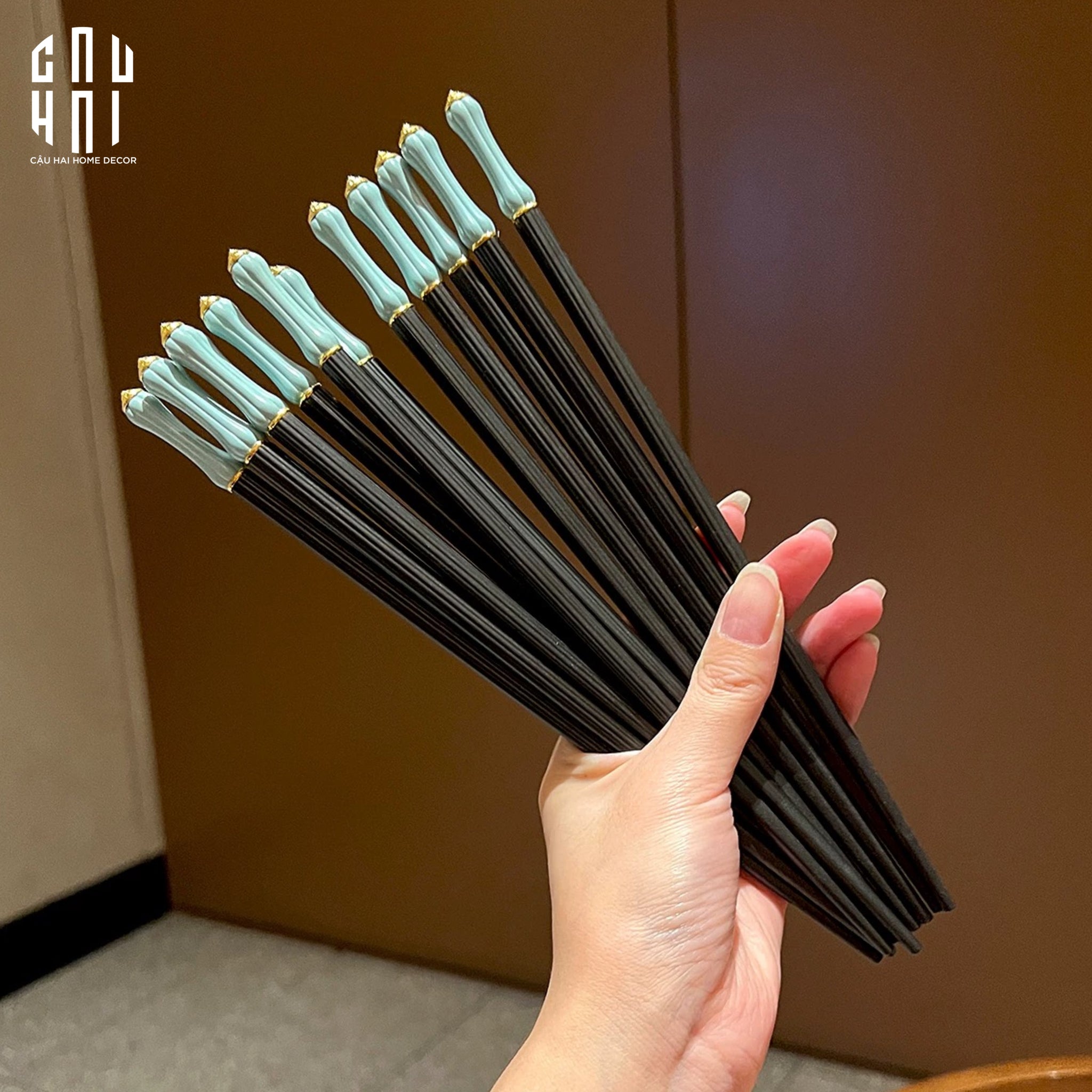 Set 5 Đôi Đũa Sợi Thuỷ Tinh Azure Classic PET Chopsticks 24cm-Dinner Cutlery Set Dao Muỗng Nĩa-CẬU HAI HOME DECOR